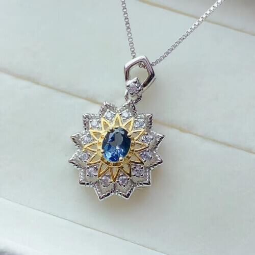 CoLife Jewelry 925 Silver Gemstone Pendant for Party 4*5mm Natural Topaz Necklace Pendant Silver Topaz Jewelry for Daily Wear