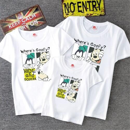 Disney Women Tshirt Mickey Mouse Print Family Tshirts 100%Cotton Cartoon Kids T-shirt Kawaii Anime Famliy Look Top Dropship Tee