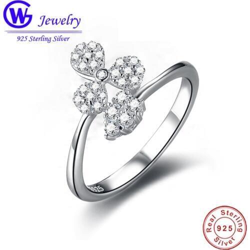 100% Real Natural 925 Sterling Silver Lucky Rings for Women High Quality Cubic Zirconia Wedding Rings Fashion Jewelry