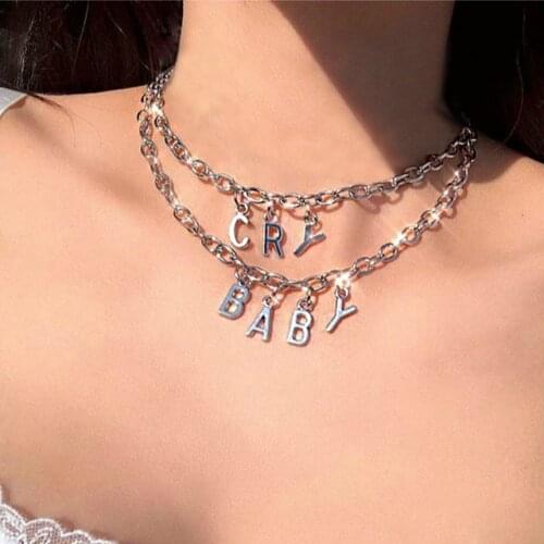 2021 NEW Gothic CRY BABY Letter Necklace For Women Streetwear Name Necklace Collar Gato Collier Femme Girls Fashion Jewelry Gift