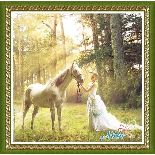 Animals horse drawing beads pictures 2157R - Square diamond mosaic painting Diamond embroidery cross stitch