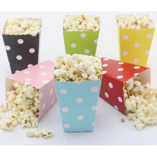 10PCS Paper Popcorn Box Colorful Stripe Dot Snack Boxes Candy Bags Gift Birthday Wedding Christmas Party Decoration 2021