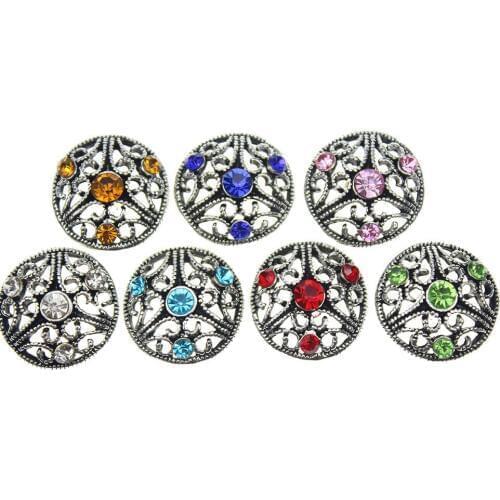 10PCS/lot Hot Sale Crystal 20mm Snaps Button Charm OEM ODM Snaps Jewelry Metal Button Snap Fit Ginger Snaps Bracelet Women