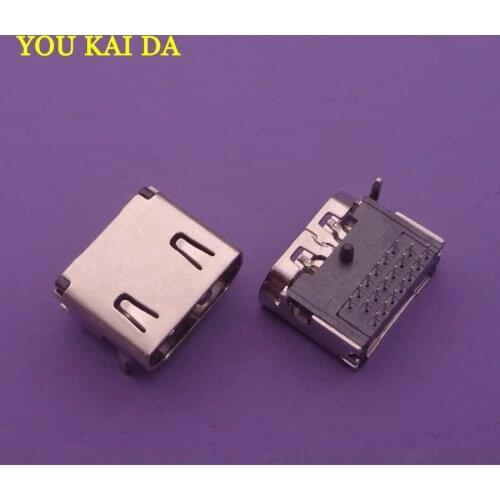 2pcs 19 Pin Plug Female Interface HDMI-compatible Connector 3 Rows 19pin (7pin 6pin 6pin) 90 Degree Socket Repair Replacement
