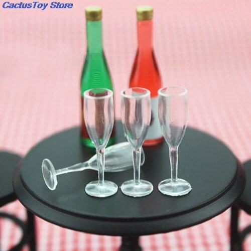 4pcs 1:12 Dollhouse Miniature 3D Cute Clear Cups Cocktail Glass Sherry Glass for DIY Dollhouse Decoration Plastic Crafts MYPANDA