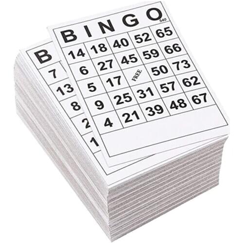 60pcs BINGO Paper Cards 60 Sheets without repeat Single Design 6 x 7 Inches