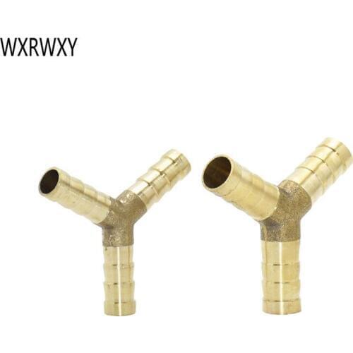 8mm 10mm Y Connector Brass Pipe Fitting copper 3 Way Hose Barb Connector Copper Barbed Coupler Adapter Coupling 2pcs
