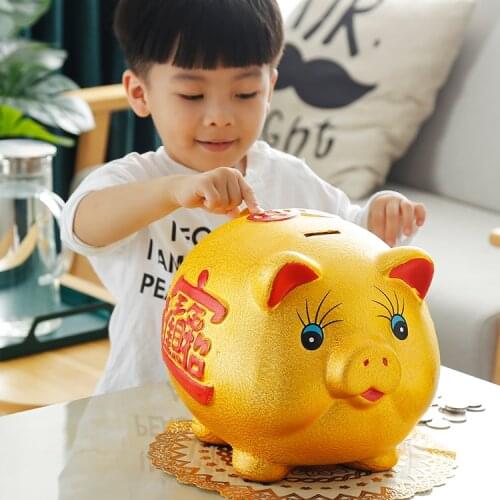 Safe Golden Pig Piggy Bank Children Creative Adult Ceramic Secret Coin Money Box Gift Cartoon Tirelire Enfant Home Decor 50