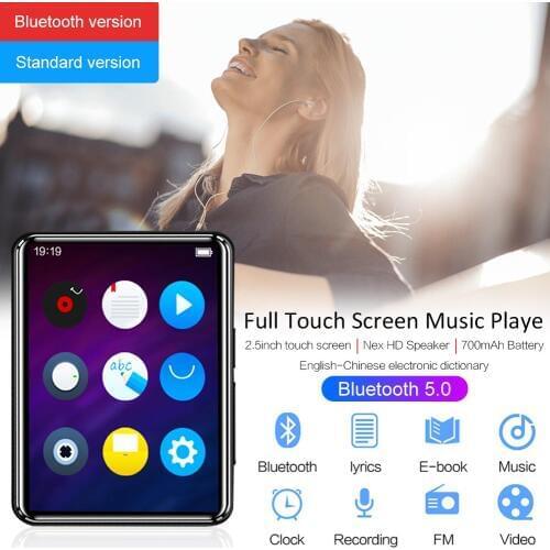 Bluetooth 5.0 MP4/MP3 Music Video Player, 2.5" Touch Screen FM Radio E-book Player With Speaker, 8GB/16GB 700mAh Support TF Card