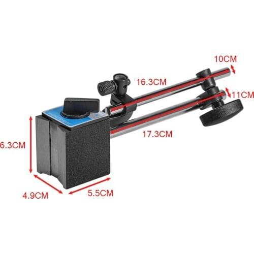 Magnetic Base Holder With Double Adjustable Pole For Dial Indicator Test Gauge with Convenient ON/OFF Switch for Automotive