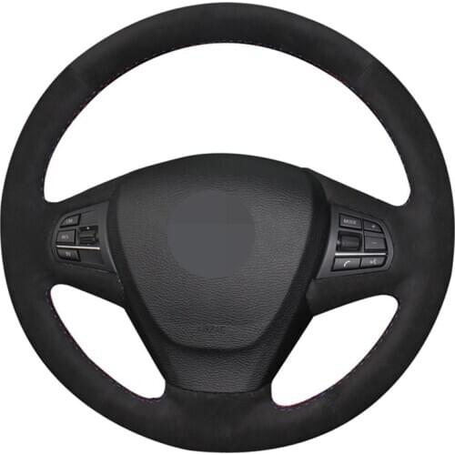 Car Steering Wheel Covers Soft Black Genuine Leather Suede For BMW X3 F25 2010 2011 2013-2017 X5 F15 2013 2014 2015 2016-2017