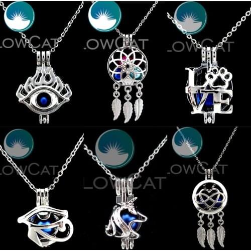 Egypt Amulet The Eye Of Horus Beads Cage Perfume Diffuser Pearl Cage Locket Necklace Pendants for Oyster K974
