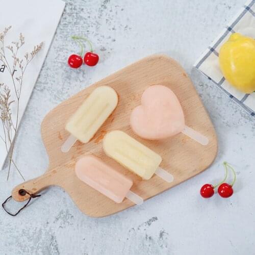 DIY Three-Piece Summer Ice Cream Making Mold Food Grade Silicone Cute Love Square Ice Cream Popsicle Multiple Colour