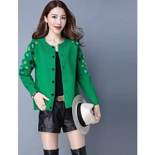 Women Knitted Cardigans Sweater Fashion Autumn Long Sleeve Loose Coat Casual Button Jackets O Neck Solid Female Office Tops