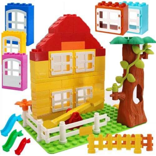 Big Size Building Blocks Courtyard Play Game Slide House Scene DIY Bricks Compatible With Brand Birthday Toys Kids Gift