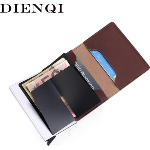 DIENQI Rfid Credit Card Holder Men Wallet Business id Bank Identification Cardholder Case Male Metal Smart Minimalist Wallet nfc