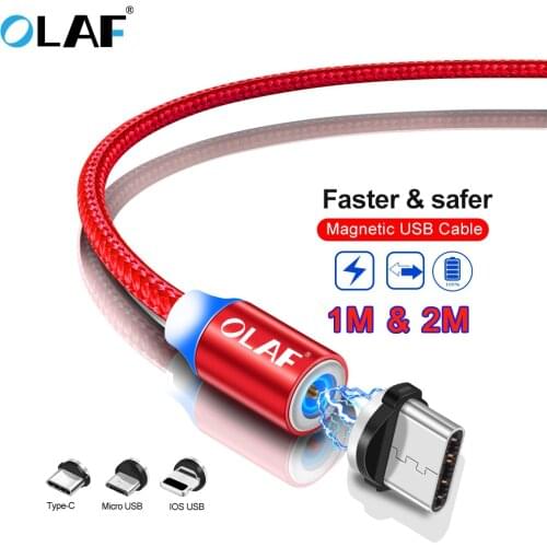 OLAF Magnetic Cable Braided LED Micro USB Type C magnetic usb charging cable for Apple iphone X 7 8 6 Xs Max XR Samsung s8 cord