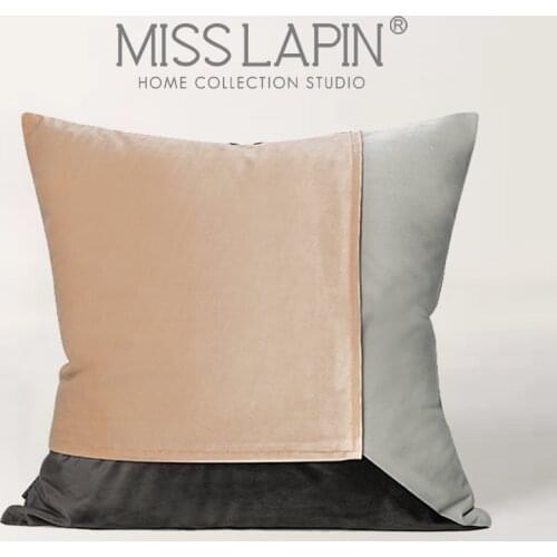 MISS LAPIN Modern Style Sofa Cushion Cover Color Blocking Design Thick Velvet Soft Throw Pillow Case 50x50cm