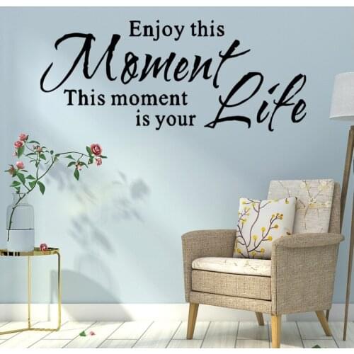 Fashion Quote Wall Decals Enjoy This Moment Life Sentence Sticker For Living Room Wall Stickers Frase Vinyl Decal WallpaperN1706