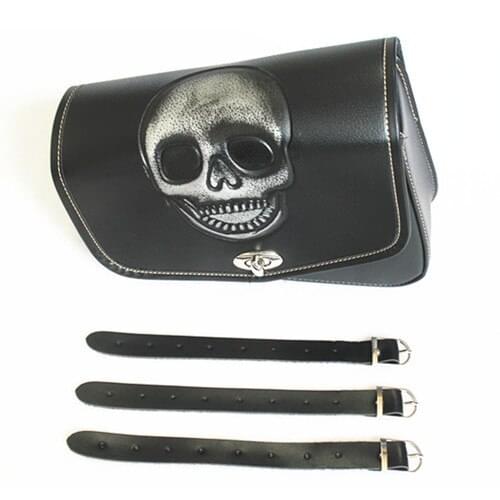 Motorcycle Left Saddle Bag Bike Side Storage Fork Tool Pouch Black Chopper Cafe Racer Old School ATV