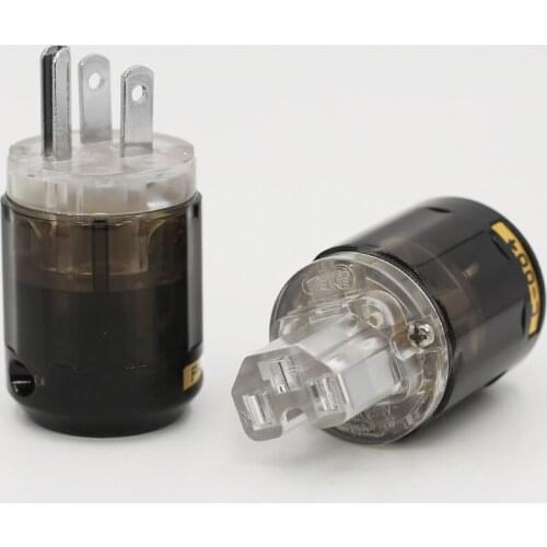 Pair P004+C004 Rhodium Plated US Power Plug HIFI US power cord plug+IEC Female Connector