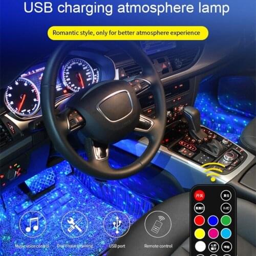 Car Interior Light RGB LED Light Wireless Remote Automotive Car Decorative Lamp Auto Ambient Light Lamp Charging Foot Light