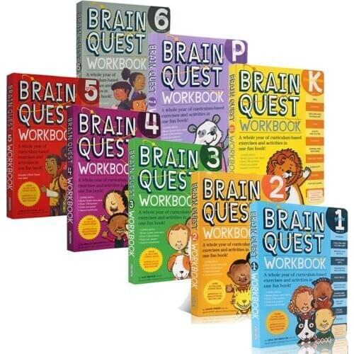 8pcs/set Brain Quest workbook Grade Pre-K-1-6 American Kindergarten primary school English textbook exercises