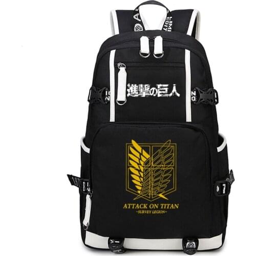 Anime Attack on Titan Cosplay Student School Bags Teenager Laptop Backpacks Boy Cartoon Rucksack Children Large Canvas Schoolbag