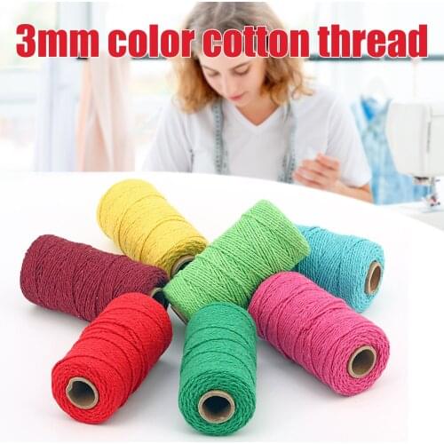 Hot Sale 3mm Twine String 109 Yards Colored Cotton Cord for DIY Craft Knitting 2 Strands Solid Color DIY Apparel Sewing Fabric