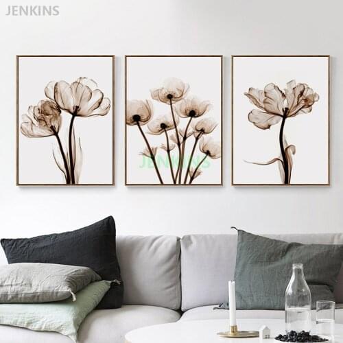 Modern Elegant Poetry Transparent Flower Canvas Poster Painting Art Posters And Prints Wall Art Nordic Decoration Home Jenkins