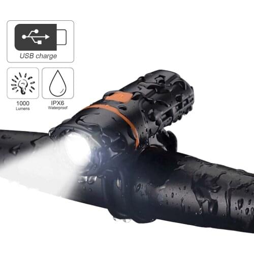 Super Bright Bike Front Light 800 Lumen IPX6 Waterproof 6 Modes Cycling Light Flashlight Torch USB Rechargeable LED Bike Lights