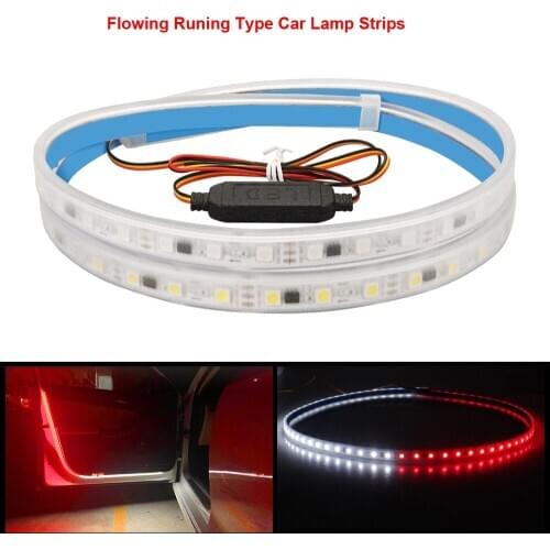 2pcs/lot Universal LED Car Opening Door Safety Warning Lights Welcome Decor Lamp Strips Anti Rear-end Collision Dynamic Streamer