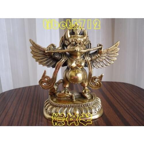 Tibet Buddhism bronze Garuda Bird God Statue with snake 13 cm tall wedding copper Decoration real Brass