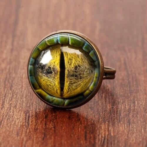 SUTEYI Three-dimensional dragon eye colorful eye Glass Cabochon Dome gift for send friend adjustable rings handmade 100