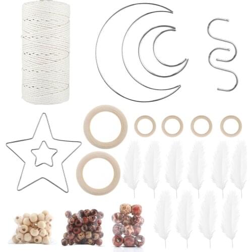 Macrame Cord Natural Cotton Rope m with Wood Ring Wood Stick for DIY Teether Macrame Kit Wall Hanging Plant Hanger