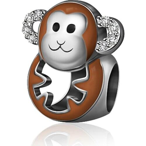 NEW 100% 925 Sterling Silver Charm 1:1 Original Authentic Classic Monkey Of The Zodiac Retro Elegant Women Bead 2461-2480