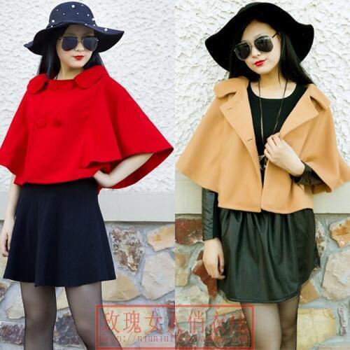 2019 High Quality Brand Autumn Winter wool jacket Women red Cape coat Loose single Breasted Womens cashmere female jacket