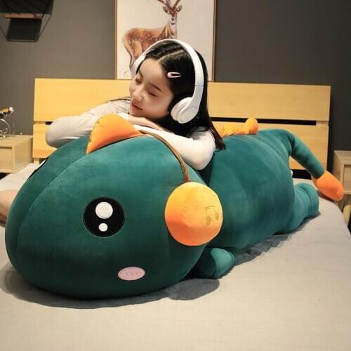 1pc 80-120CM Creative Huge Dinosaur With Headset Plush Toys Stuffed Soft Animal Pillow for Kids Girls Sleeping Birthday Gift