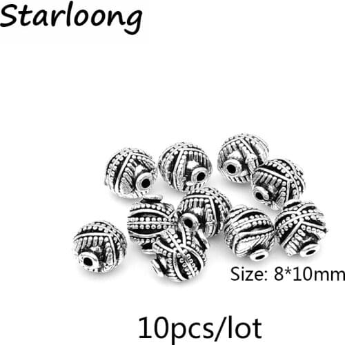 10pcs/lot zinc alloy antique silver plated little round charm pendant spacer beads DIY jewelry making for bracelet necklace