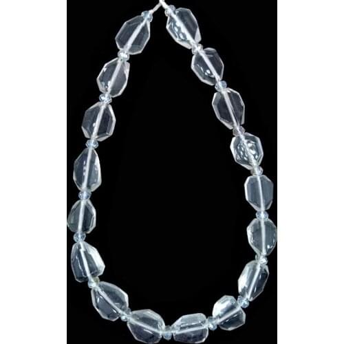 10X14mm Natural White Clear Crystal Irregular Faceted Beads Gemstone Beads for DIY Necklace Bracelat Jewelry Making Strand Yoga