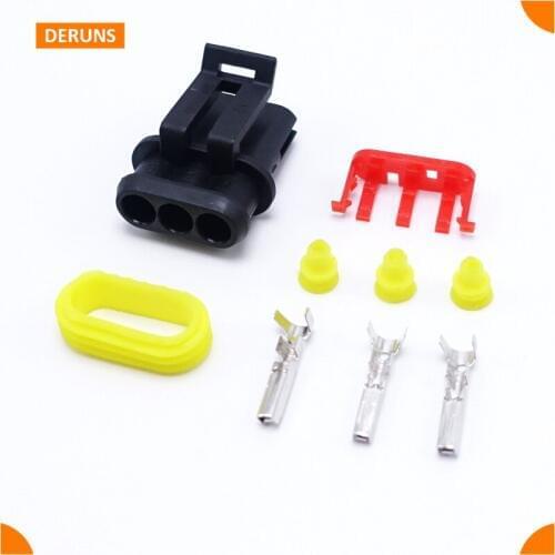 3 Pin/Way 10 Kits Female Waterproof Electrical Wire Connector Plug AMP 282087-1