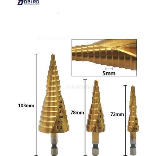 3/pcs 4-12/20/32mm HSS Spiral Grooved Center Drill Bit Solid Carbide Mini Drill Accessories Titanium Step Cone Drill Bits