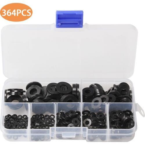 364Pcs Nylon Washers M2 M2.5 M3 M4 M5 M6 M8 Flat Ring Plain Repair Washer Furniture Gasket Kit