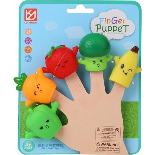 5PCS Girls Play Home Soft Plastic Simulation Fruit and Vegetable Strawberry Banana Pineapple Finger Puppet Early Education Toys