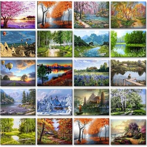 5D DIY Landscape Diamond Painting Woods Square/Round Inlaid Rhinestone Mosaic Handicraft Art Decoration Painting