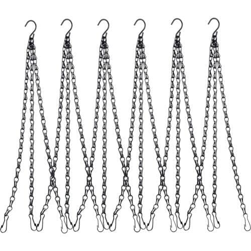 Promotion! 6 Pack Hanging Chain, HEAVY DUTY 50cm Hanging Flower Basket Replacement Chain -3 Point Garden Plant Hanger for Outdoo