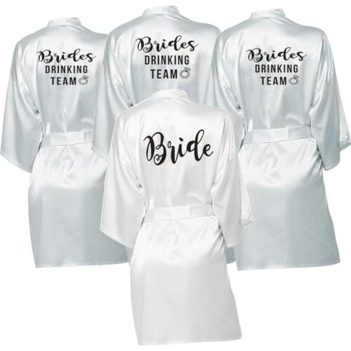 Robe bride satin kimono robe women wedding sister of the bride printing bridesmaid bridal party robes