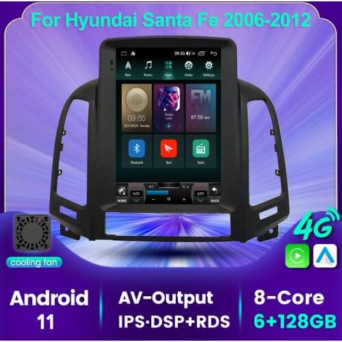 9.7'' Vertical Screen Android 11 Car Multimedia GPS Radio Player For Hyundai Santa Fe 2006-2012 Built-in Carplay 6GB 128GB