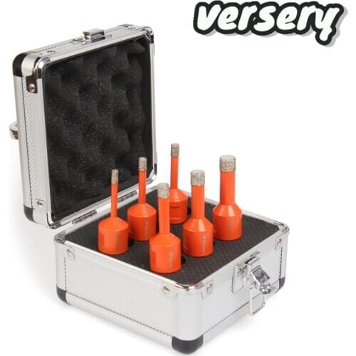 Free Shipping 6PCS/SET 5/6/6.5/8/10/12mm M14 Thread Dry Vacuum Brazed Diamond Drilling Core Bit Marble Ceramic Tile Hole Saw Kit