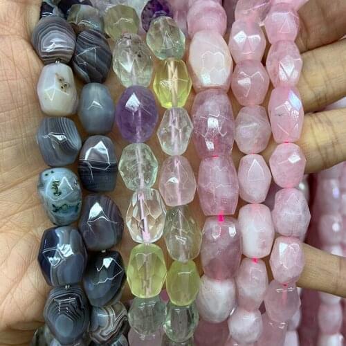 Natural Madagascar Rose Quartz Botswana Agate Beads Faceted Barrel Column Loose DIY Beads For Jewelry Making Beads Necklace
